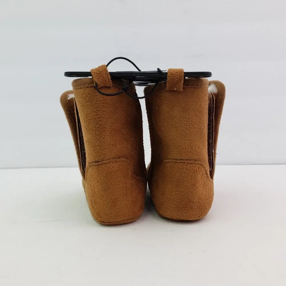 Zac & Evan Infant Baby Size 2 3-6 Months Brown Suede Slipper Boots